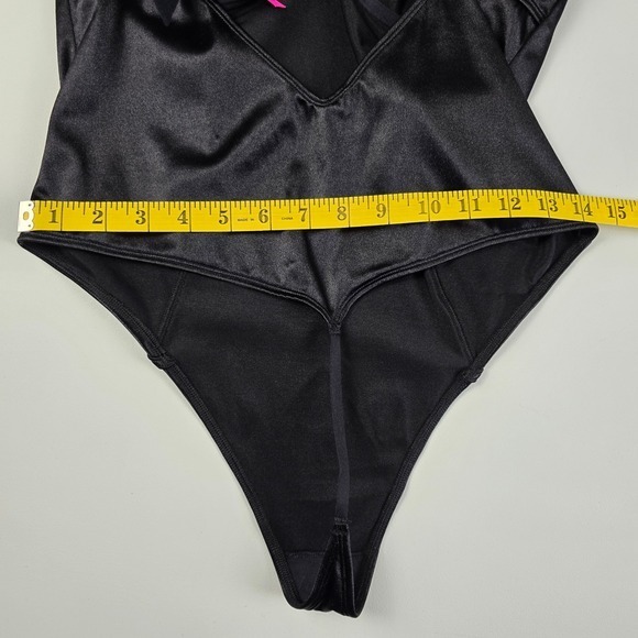 NWT La Senza Women's Satin Underwire Cutout Thong Bodysuit Teddy Black Large - Picture 13 of 14